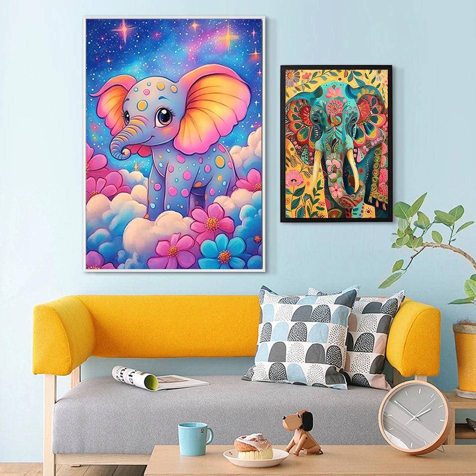 Schilderen op nummer Dieren - Olifant Abstract Modern Canvas - 9966770
