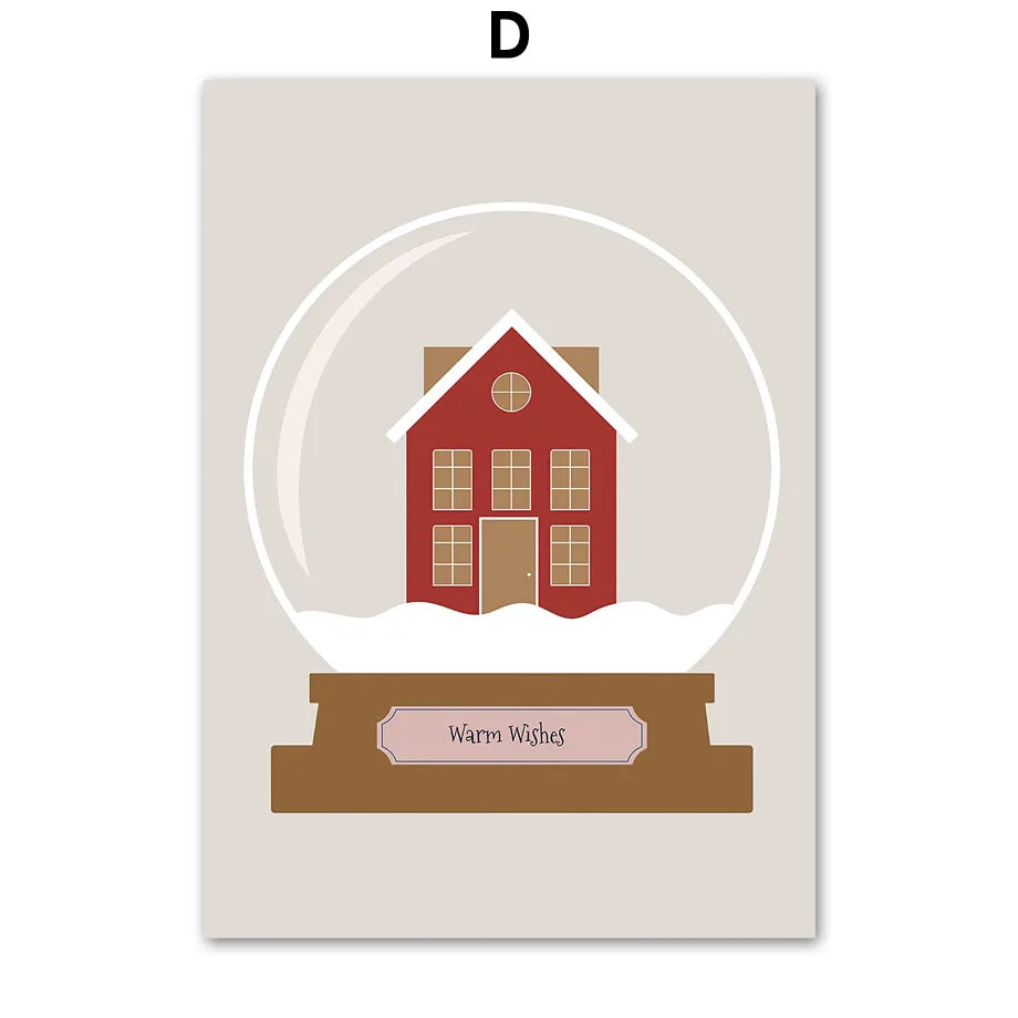 Kerst schilderij (canvas) panda met kerstboom en sneeuwvlokken – moderne wanddecoratie