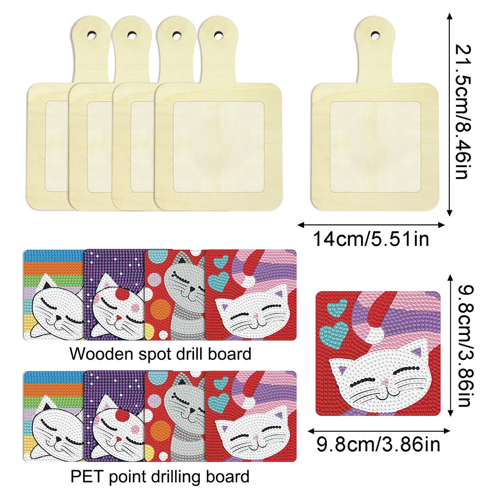 Diamond Painting Dienblad Set van 4 Antislip Placemats Rond - TETP203