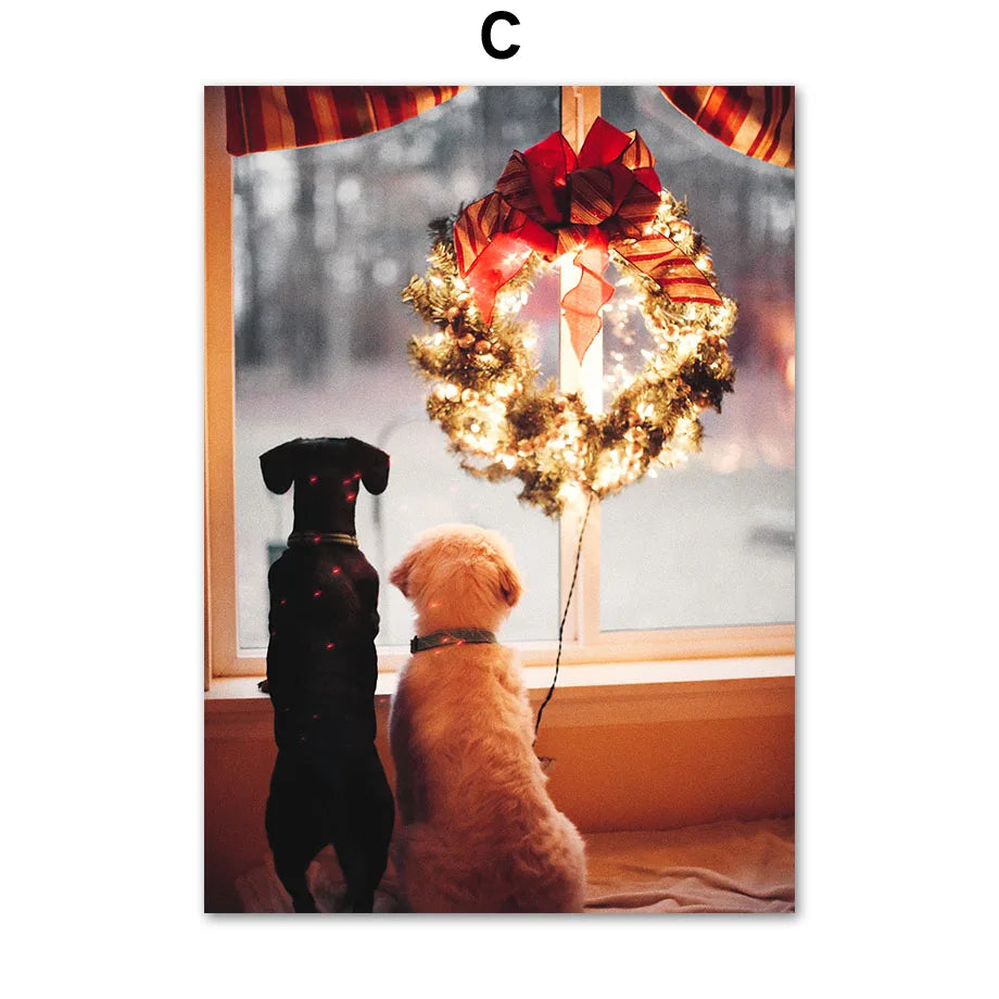 Kerst schilderij Happy New Year wanddecoratie canvas poster zonder lijst