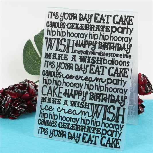 Embossing folder Happy Birthday tekst voor kaarten en scrapbooking
