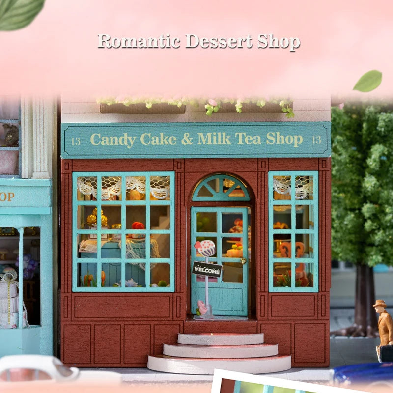 Zelfbouw miniatuurhuisje houten villa met meubels en verlichting - D-0013