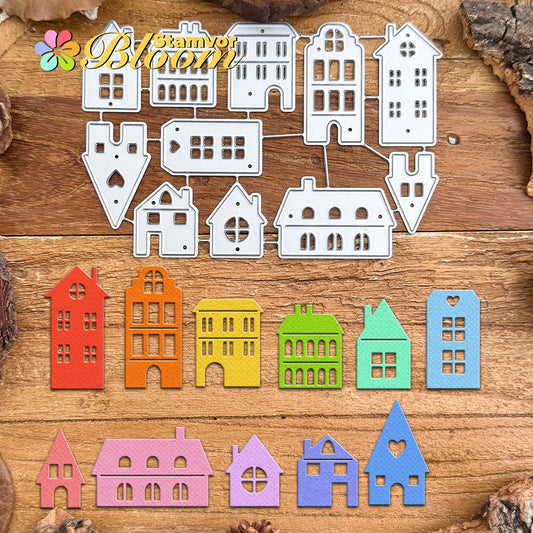 Snijmallen Straatbeeld Huizen voor Scrapbooking en Creatieve Decoratie