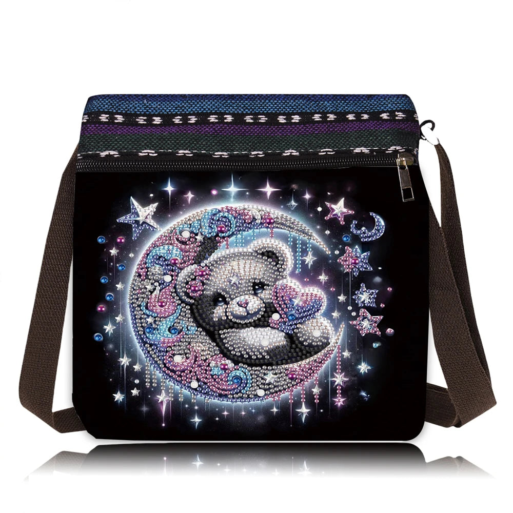 Diamond Painting Tas Wolf – Canvas Schoudertas met Rits en Hengsel