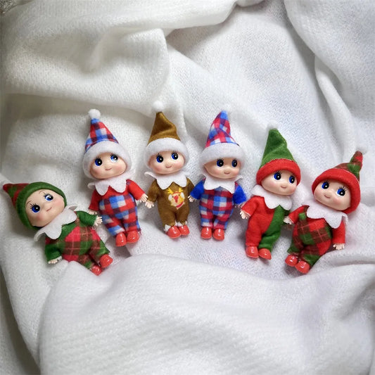 Kerst pop tweeling elf jongen en meisje – feestelijke mini decoratie