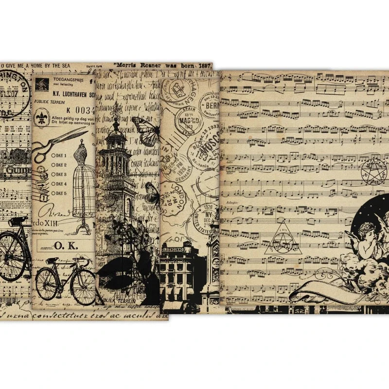 Vintage Scrapbook Papierblok – 12 vellen enkelzijdig bedrukt