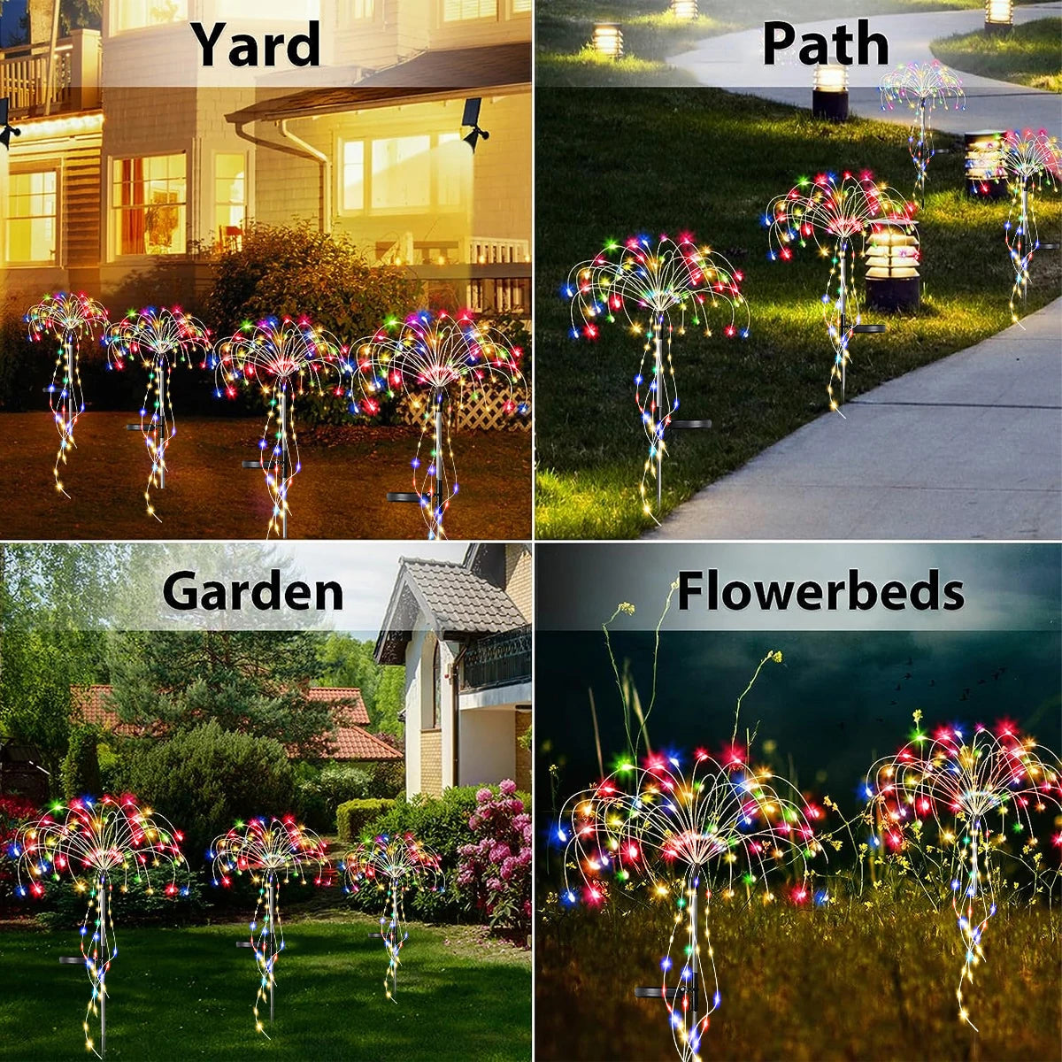 Solar Kerst verlichting vuurwerk lamp met 8 standen voor tuin en feest