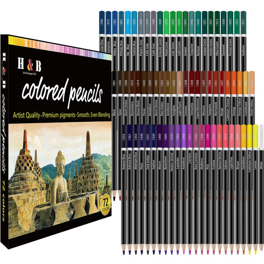 Potloden set 72 kleuren – zachte kern teken- en kleurpotloden