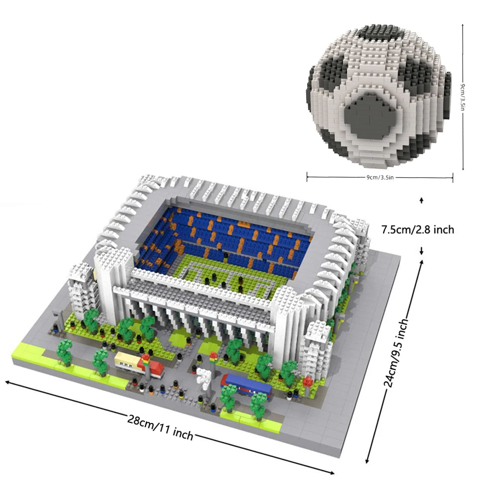 Bouwpakket gebouwen - Voetbalstadion met micro bouwstenen - Madrid Style Stadium