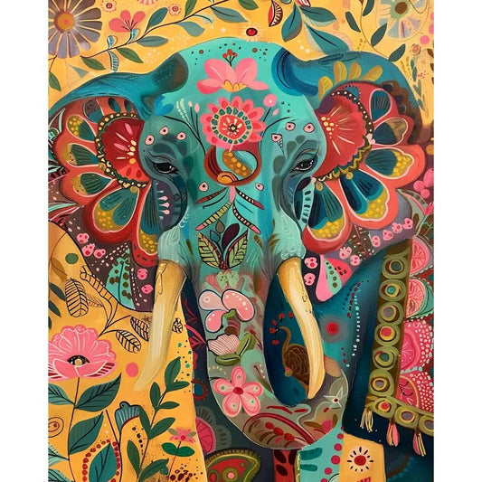 Schilderen op nummer Dieren - Olifant Abstract Modern Canvas - 9960067