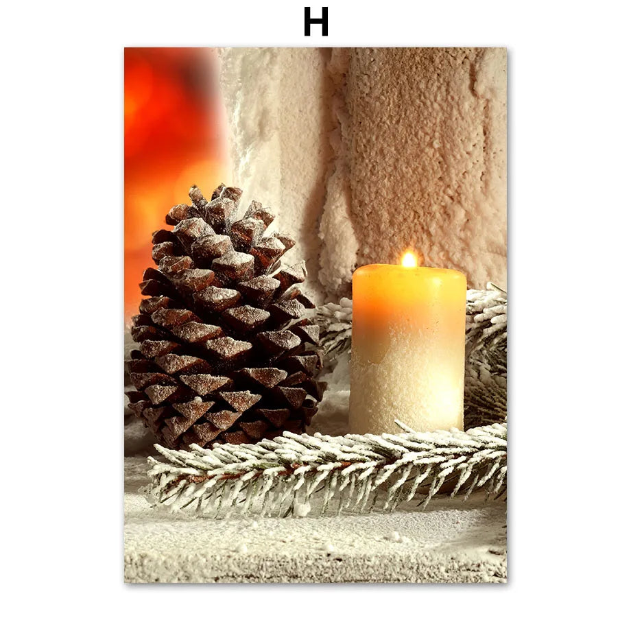 Kerst schilderij Happy New Year wanddecoratie canvas poster zonder lijst