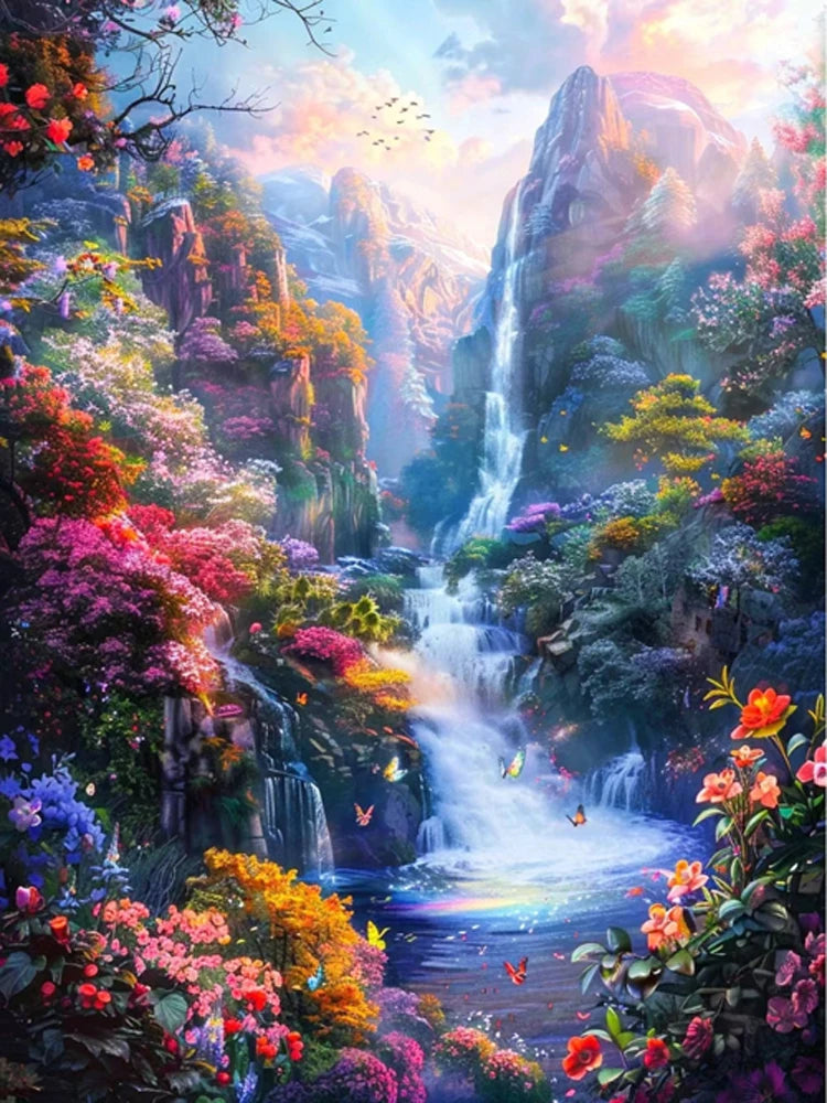 AB Diamond Painting met Fairy dust steentjes – Berg & Waterval