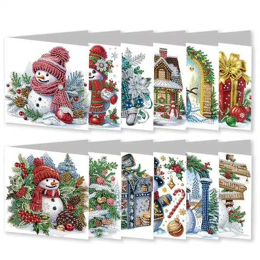 Diamond Painting Kerstkaarten - Set van 12