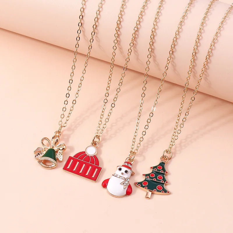 Kerst Ketting met Rendier, Belletjes en Kerstboom Hanger – Feestelijke Sieraden voor Dames