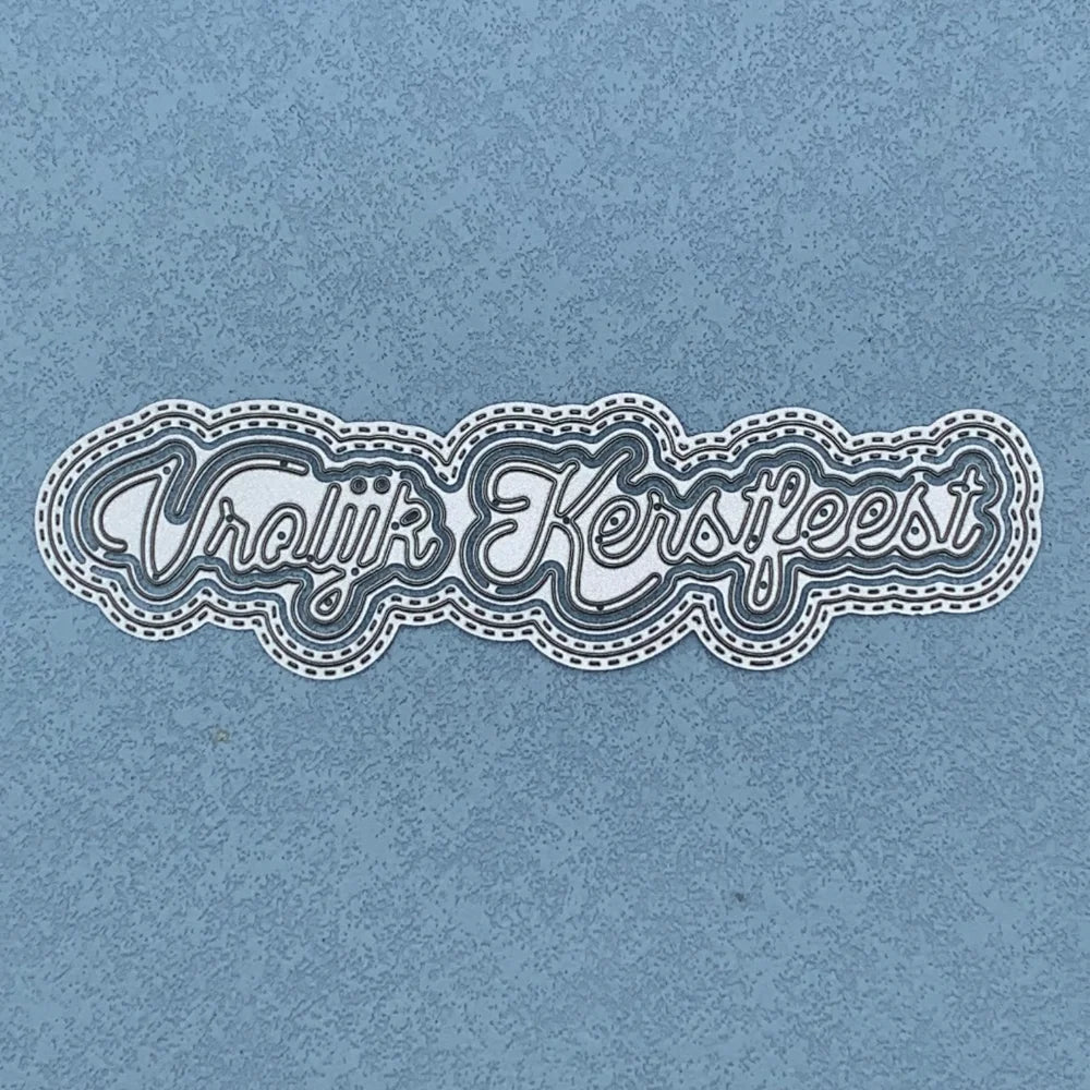 Metalen snijmal - Nederlandse teksten - Vrolijk Kerstfeest 13.6X3.9 CM