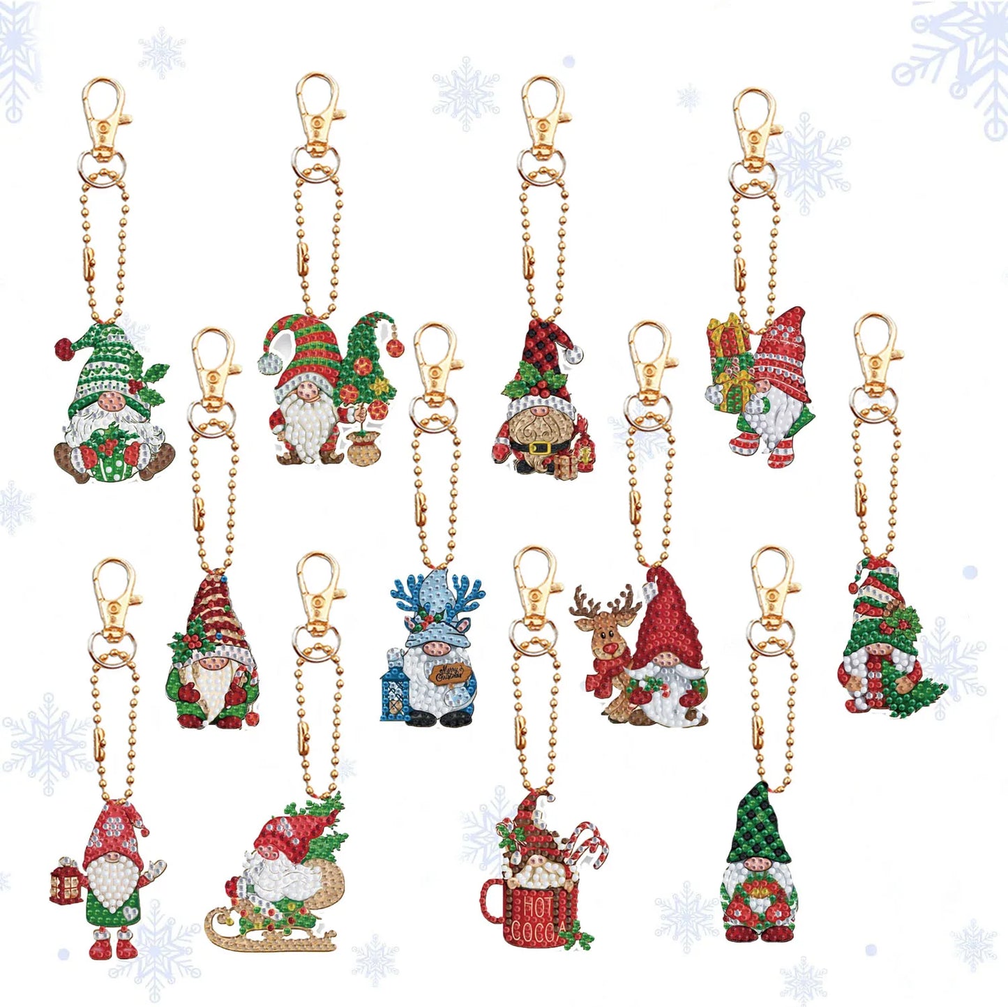 Diamond Painting Sleutelhanger set Kerst Dubbelzijdige Kersthangers 12 Stuks - YSK220