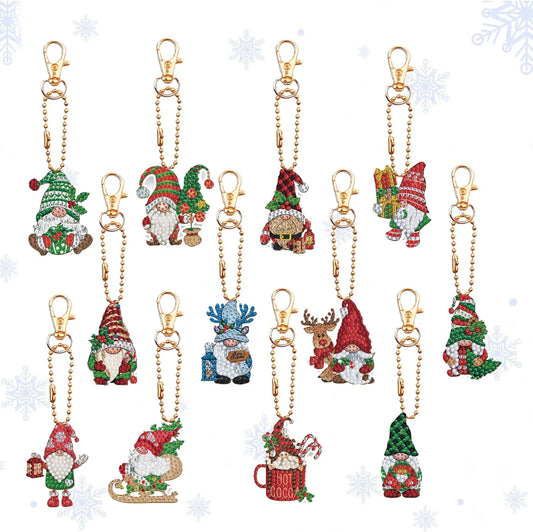 Diamond Painting Sleutelhanger set Kerst Dubbelzijdige Kersthangers 12 Stuks - YSK220