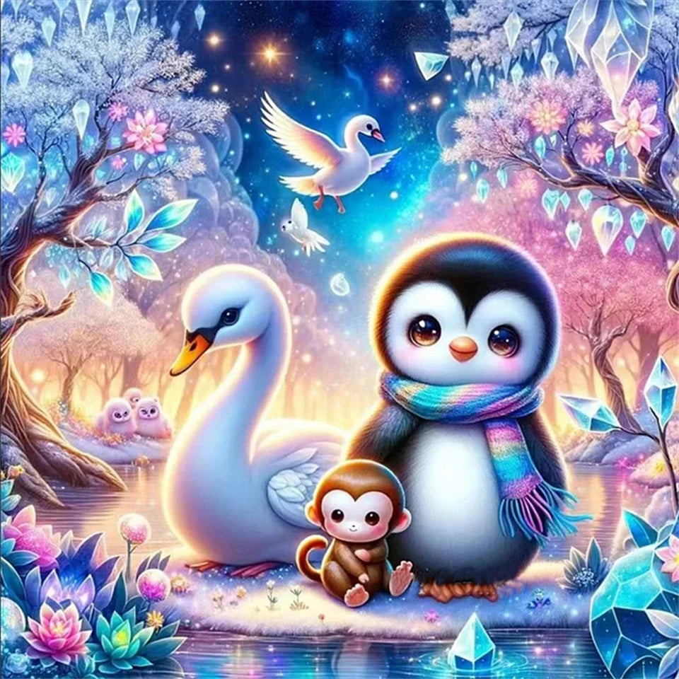 AB Diamond Painting met AB en Fairy dust steentjes – Fantasie Dierenbos