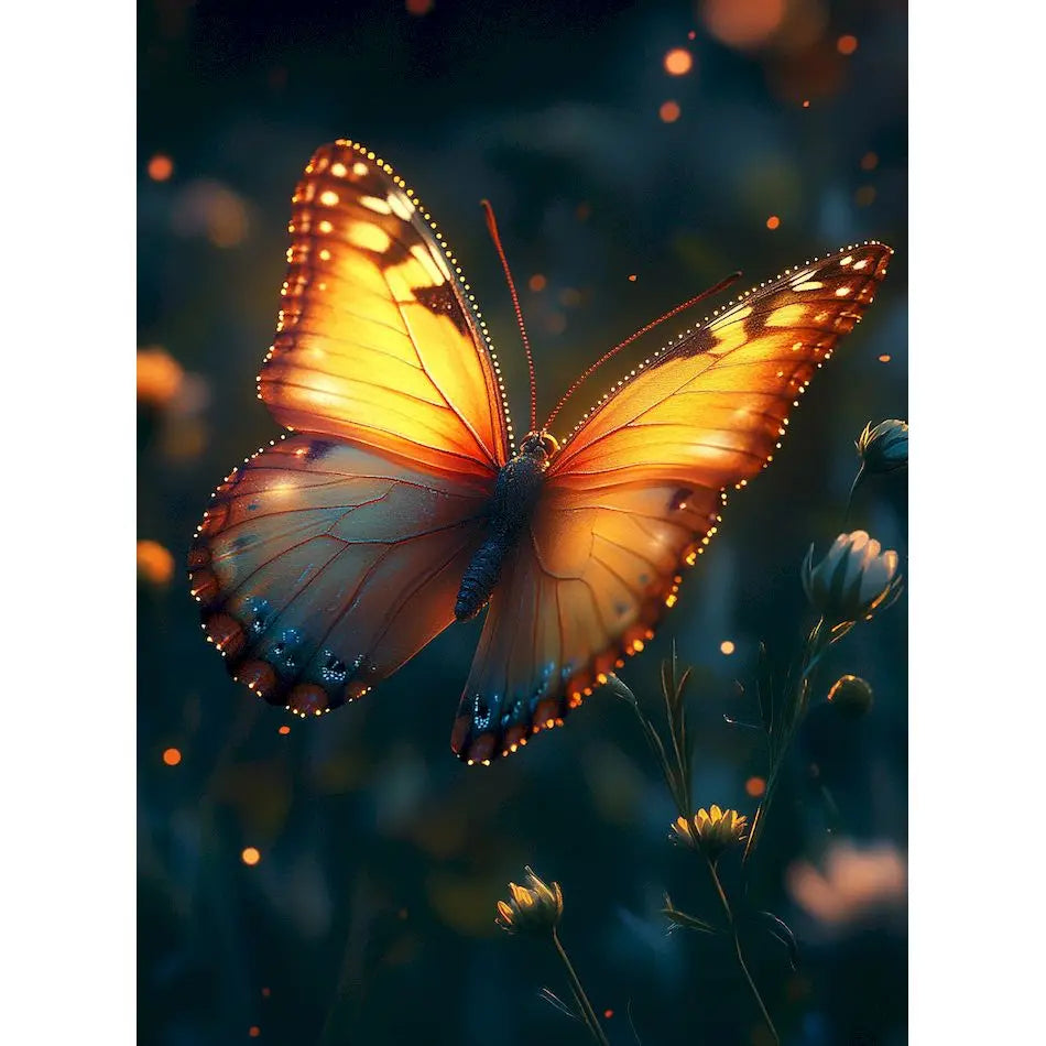 Schilderen op nummer Dieren - Vlinder met Kleurrijke Bloemen - 9966573