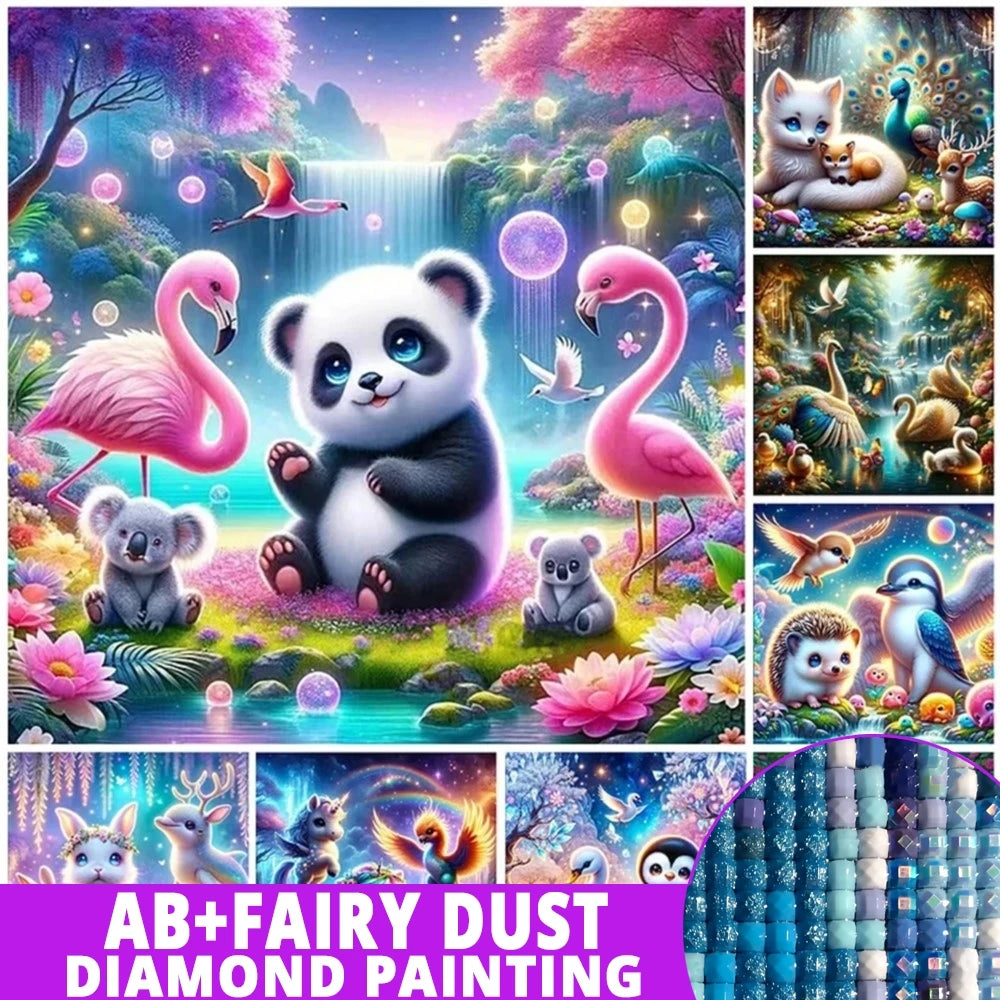 AB Diamond Painting met AB en Fairy dust steentjes – Fantasie Dierenbos
