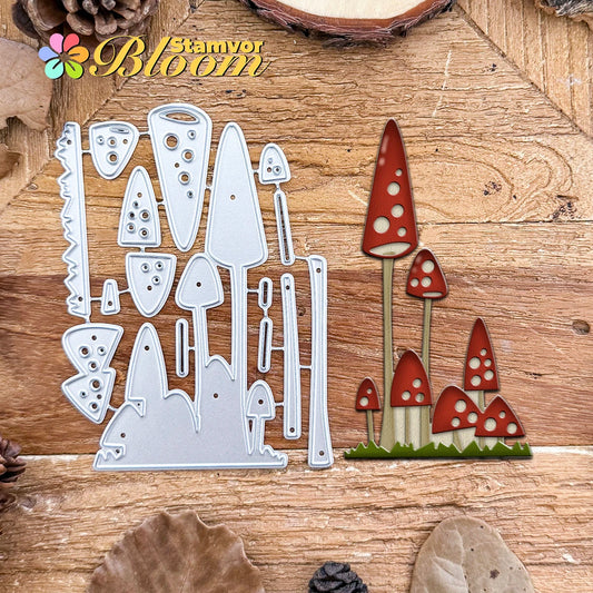 Snijmallen Boslaag met Gras en Paddenstoelen voor Scrapbooking