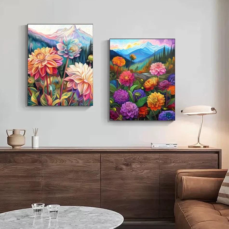 Schilderen op nummer Landschappen - Kleurrijke abstracte landschappen