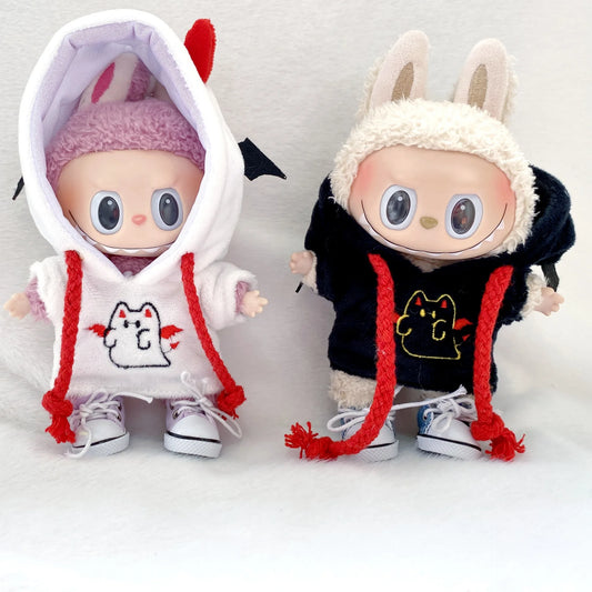 Kleding voor Labubu poppen – Halloween hoodie met vleermuis & Kpop stijl