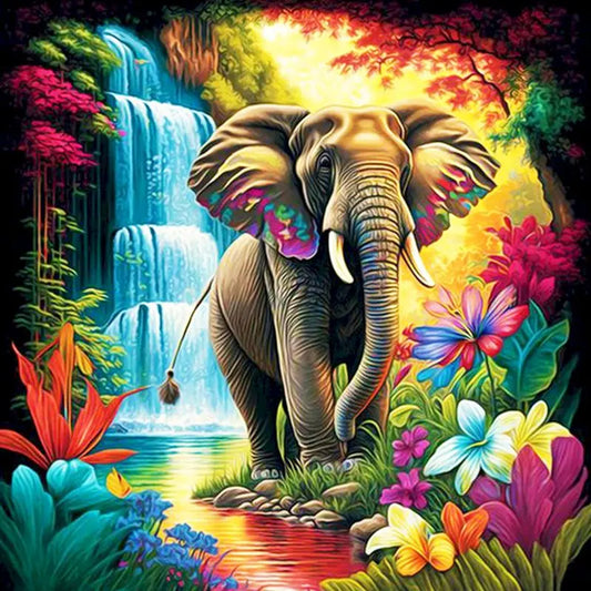 Diamond Painting Dieren Volledige Ronde Steentjes 30x40cm - Olifant