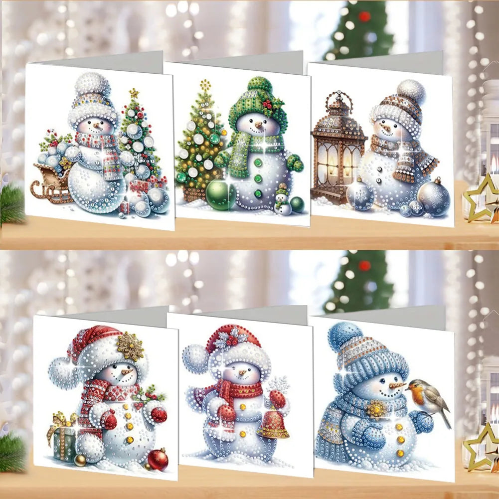 Diamond Painting Kerstkaarten Set met 6 Luxe Wenskaarten en Enveloppen - HK024