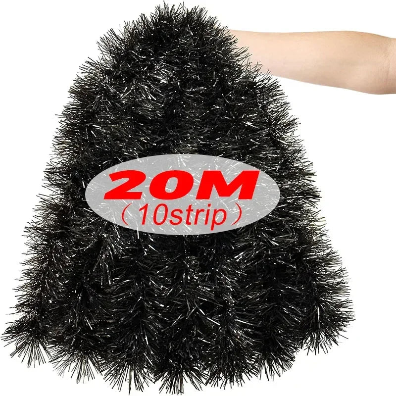 Kerst Guirlande Glanzende Tinsel voor Feestelijke Decoratie - Zwart of Wit