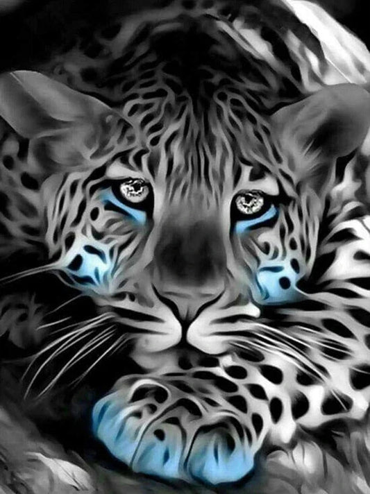 Diamond Painting Dieren Graffiti Kunstwerk met Ronde Steentjes - Luipaard