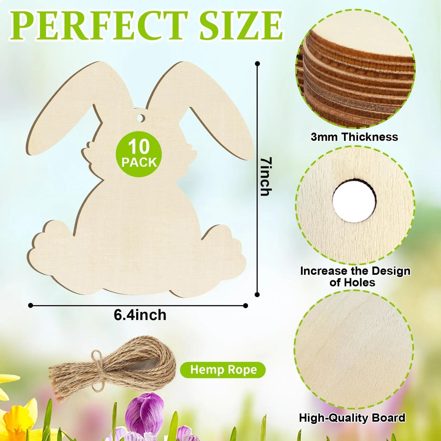 Houten Paas figuur om zelf te kleuren/schilderen – Konijnen set 10 stuks