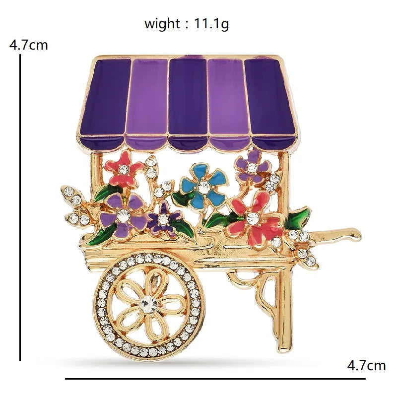 Broche Bloemen - Schattige Emaille wagen in Vier Kleuren