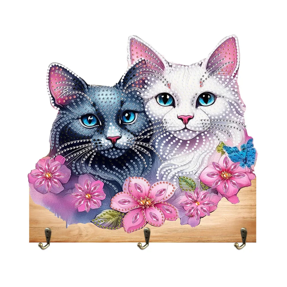 Diamond Painting Kapstok/Sleutelrek met Dieren Motief en 3 Haken