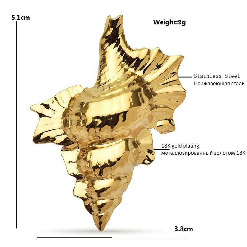 Broche schelpmotief van roestvrij staal – unisex accessoire in twee kleuren