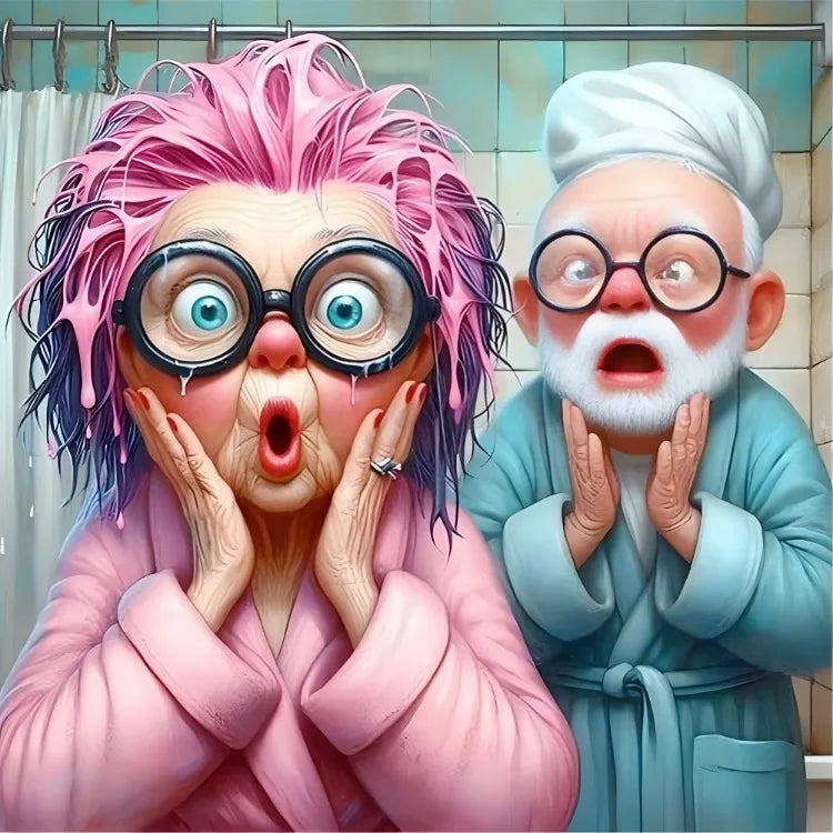 AB Diamond Painting op canvas - Fairy Dust Cartoon Opa & Oma