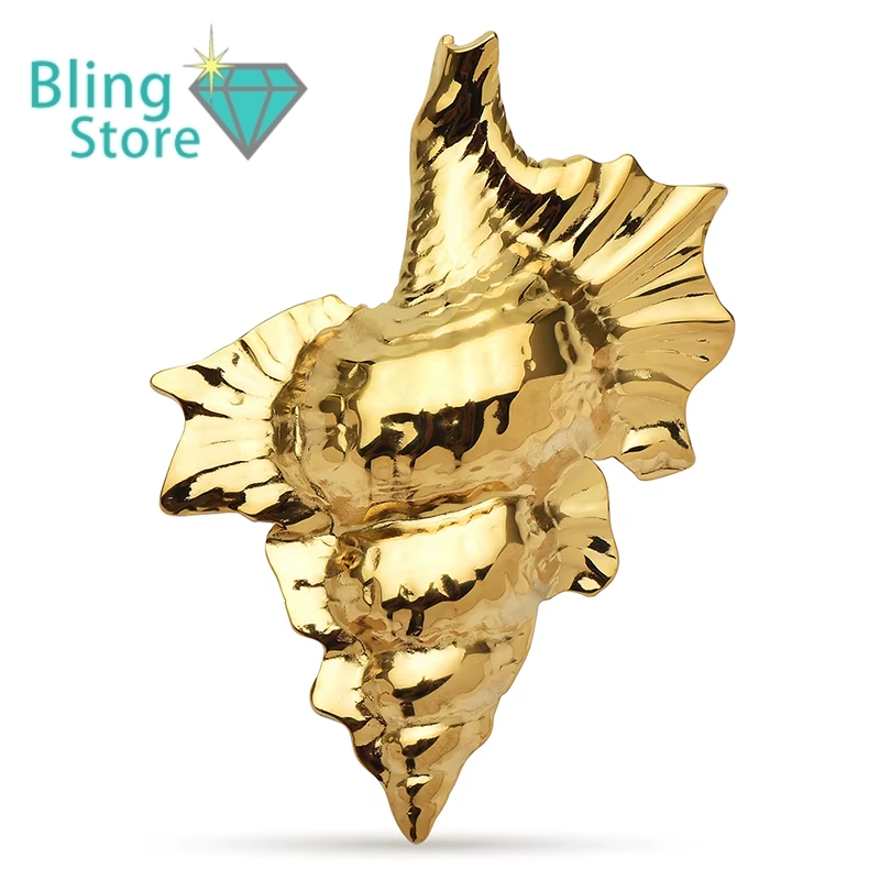 Broche schelpmotief van roestvrij staal – unisex accessoire in twee kleuren