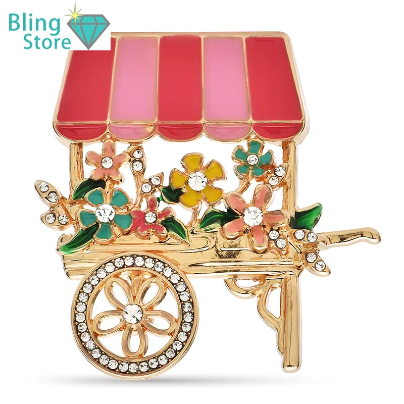 Broche Bloemen - Schattige Emaille wagen in Vier Kleuren