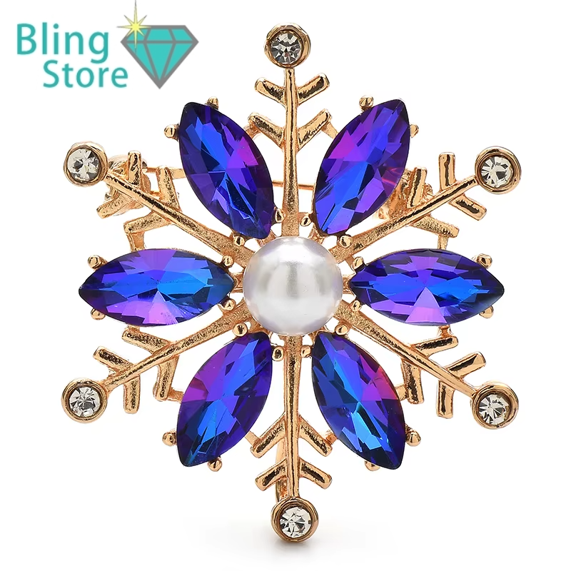 Kerst Broche Kristallen Sneeuwvlok Unisex Winter Bloem Voor Feest & Kantoor