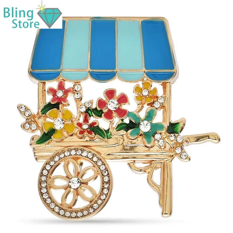 Broche Bloemen - Schattige Emaille wagen in Vier Kleuren